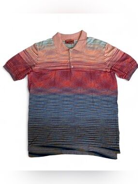 Missoni Men’s Gradient Stripe Polo in Blue, Red, Pink